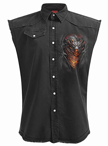 Spiral - Draconis - Sleeveless Stone Washed Worker Black - L
