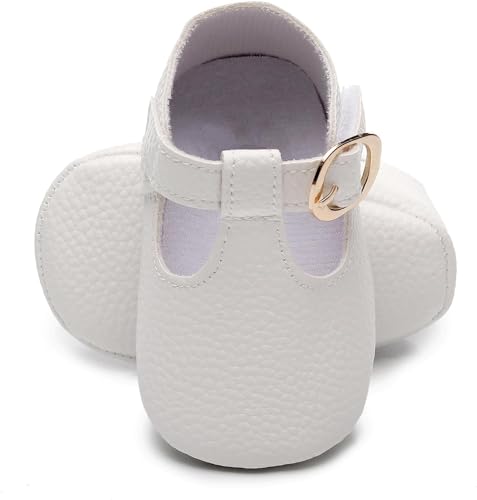 Image of HONGTEYA Infant Baby Girl Mary Janes Flats PU Leather Non-Slip Soft Sole for Toddler First Walker Newborn Infant Crib Shoes Wedding Party Princess Baby Moccasins Girl Dress Shoes