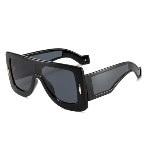 Lunettes de soleil hommes carrées surdimensionnées LVTFCO noir gris