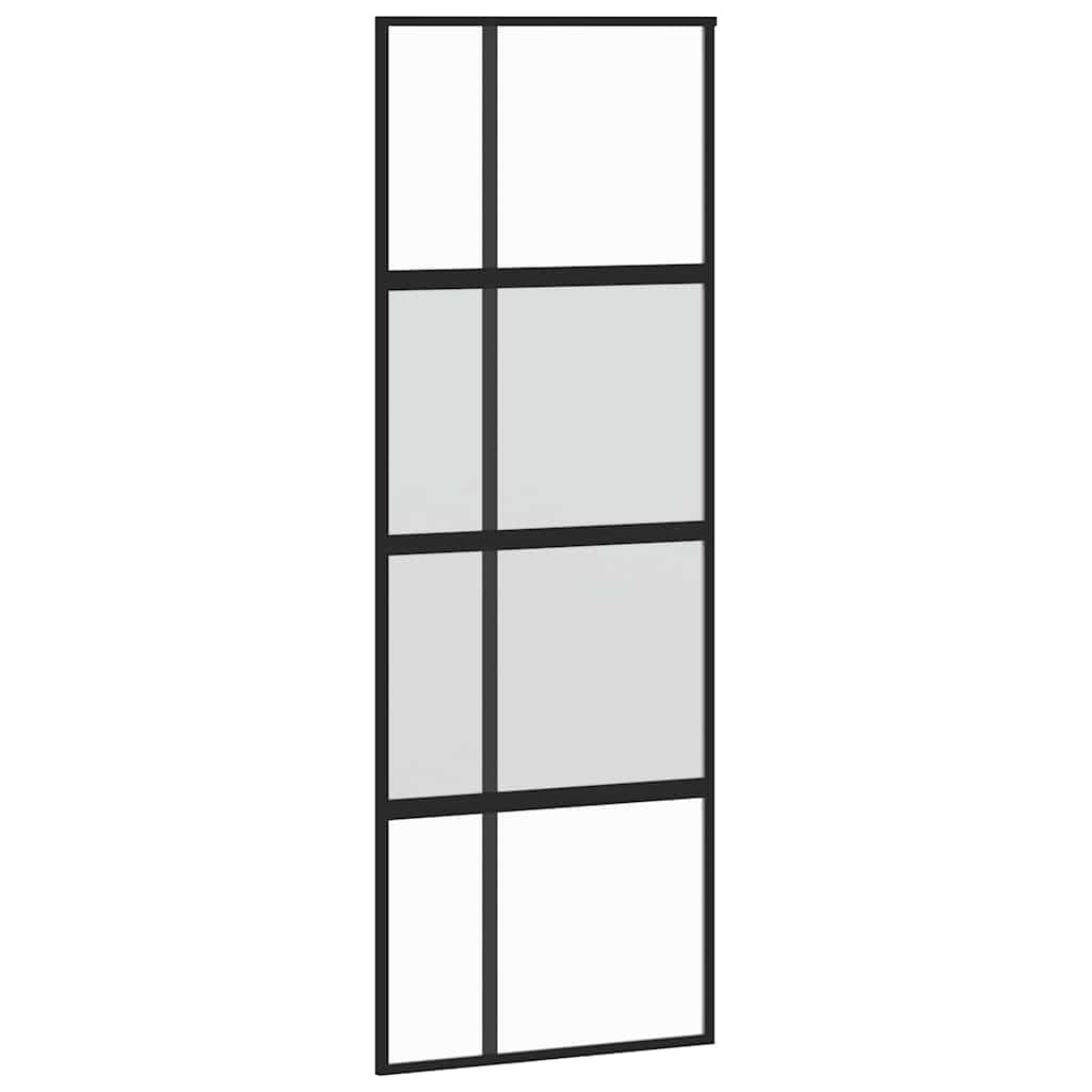Puerta corredera Set herrajes Vidrio Templado Aluminio 76x205cm Puerta de Granero corredera Estilo rústico Puerta corredera Contiene Guía de Suelo Ajustable