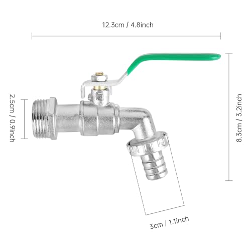 XCDMJ Garten Wasserhahn 3/4 Zoll aus Messing rost-und frostsicher, mit 2 * Gratis Schlauchanschlüsse,2x Rollendichtband,Absperrhahn Tropffrei, Wasserhahn Aussen Messing für Garten