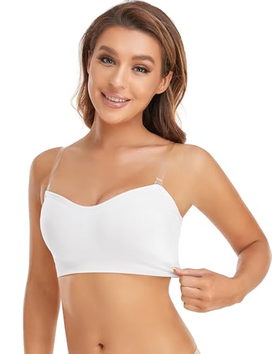Image of Lusait Strapless Bra for Women Non-Slip Silicone Padded Bandeau Bra Wireless Tube Top Bralette