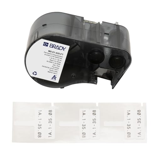 Brady Polypropylen-Vorgefertigte Etiketten fĂĽr Etikettendrucker BMP51/BMP53/M511-200 Klebeetiketten - Schwarz auf WeiĂź (30,00 mm (B) x 40,01 mm (H)) - M5-01-425-FT