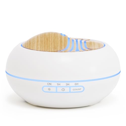 SALKING Aroma Diffuser für Ätherische Öle - 400ml Aromatherapie Raumduft Ultraschall Diffusor Weiß Holzmaserung Duftöldiffusoren Duftlampe...