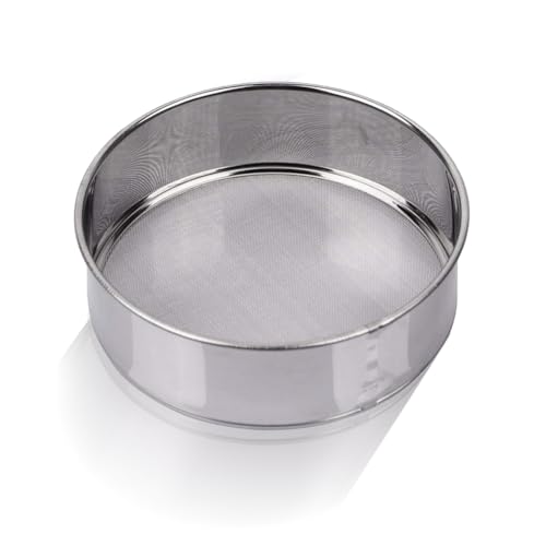 Fine Mesh Flour Sifter and Sieve Strainer for Baking, 60 Mesh Stainless Steel with 6-Inch Diameter and Bonus Scraper - Damaill