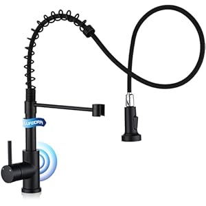 LUFEIDRA Touchless Kitchen Faucet with Pull Down Sprayer-Black Kitchen Faucet with Side Motion Sensor, Smart Hands-Free Spring Kitchen Sink Faucet for Modern Rv Outdoor Laundry Bar Sink, Matte Black