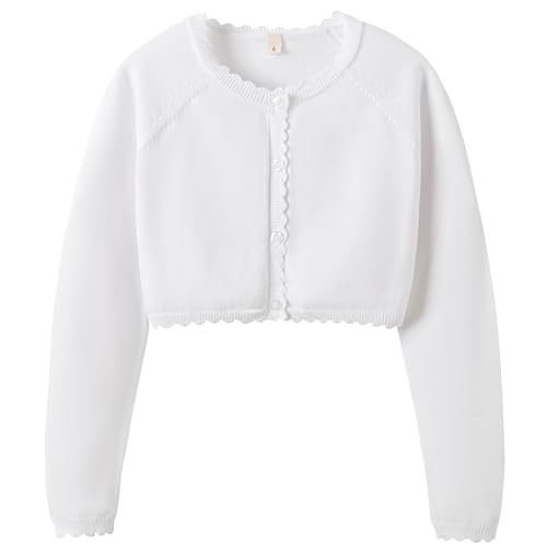Image of Cropped Shrug Cardigan Girls Cotton Soft Long Sleeve 5-12 Years (Dressy)