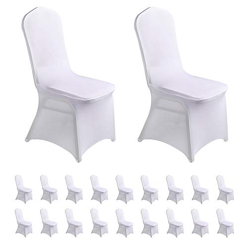 20pcs Spandex Chair Cover Stretch Slipcovers for Wedding Party, Dining Banquet Chair Decoration Covers by LZY(White, 20)
