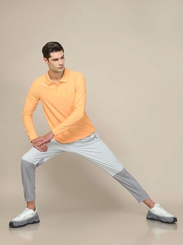 Image of TECHNOSPORT Mens Slim Fit Polyester Active Wear Collar Polo T-Shirt with Long Sleeves for Workout, Sports
