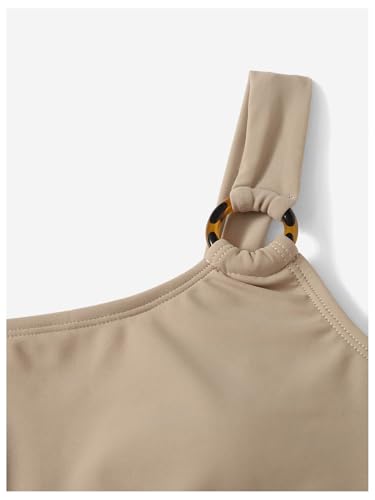 OYOANGLE Girl's Cut Out One Piece Swimsuit with Knot Side Beach Skirt Cover Up Swimwear3