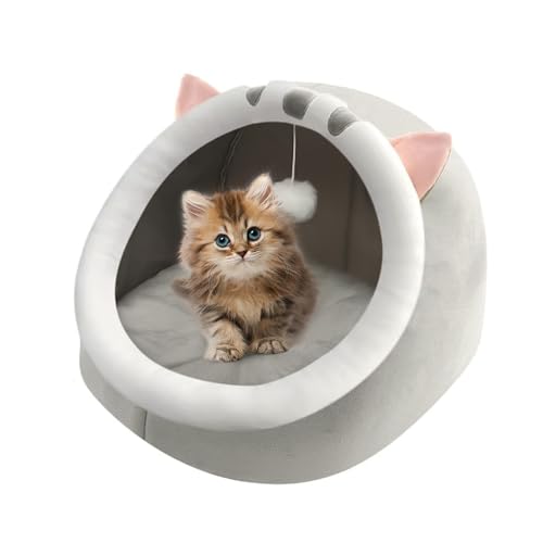 Hojalis Katzenhöhle für Katzen, Indoor-Katzenbett mit abnehmbarem, waschbarem Kissen, Katzenhaus Für Draußen Winterfest, Weiches Katzenhaus Gemütliches Zelt Katzennest Bett (30 x 30 x 28cm) (Größe S)