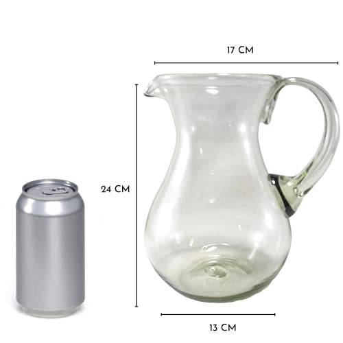 Set de jarra con 6 vasos de vidrio soplado 14 oz miniatura 7