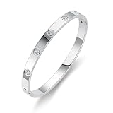 RUIQUAN 18K Gold Plated Love Friendship Bracelet Crystal Bangle Cuff Best Gifts for Mother's Day Valentine's Day Wedding Couples and Birthdays