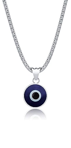 925 Sterling Silver Thick Popcorn | Round Cube Chain Evil Eye Necklace | Available in Gold or Silver | 18+2 Inch Adjustable Chain