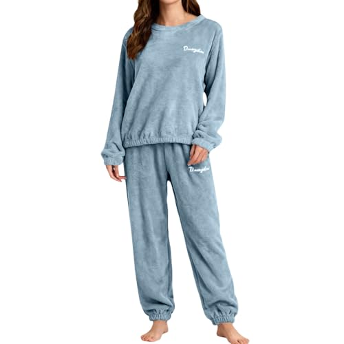 Fleece Pajamas Women 2 Piece Soft Cozy Long Sleeve Top and Pants Lounge Set - image 2