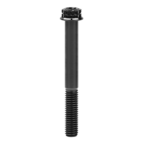 Image of Titanium Flange 12 Point Head M8 x15 20 25 30 35 40 45 50 55 60 65mm Screw Bolt Pack of 4 (M8x65mm, Black)