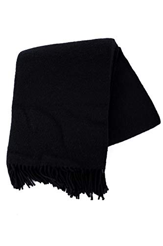 Ger3as Wolldecke Wohndecke Plaid 130x200cm Decke Kuscheldecke Schurwolldecke 100% Schurwolle Tagesdecke (Schwarz)