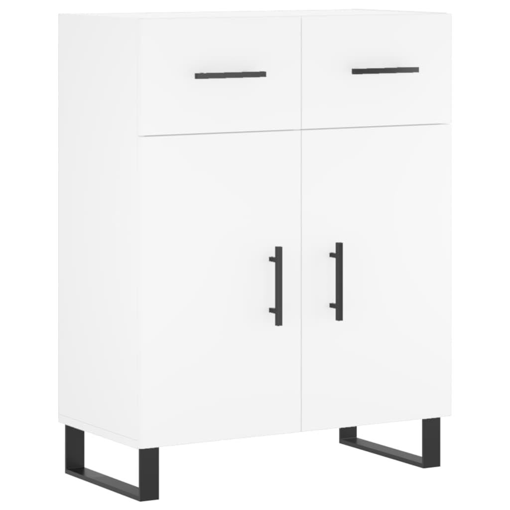 Armadietto alto, bianco, 69,5 x 34 x 180 cm, in legno con piedini in metallo, per soggiorno, corridoio e sala da pranzo, vano portaoggetti, pratiche porte, cassettiera stabile, adatto come