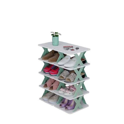 Multi-Purpose Stackable Shoe Rack Adjustable Slots, Stylish Shoe Storage Organizer for Bedroom and Entryway - Easy Assembly, Durable Home Stand for Footwear (Green, 5 Layer Double Plate)-image-14