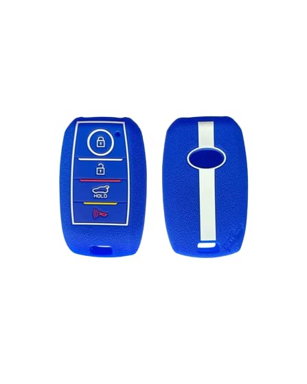 Carrnama Silicone Key Cover for Kia Seltos 4 Button Smart Key(Blue)