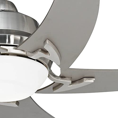 Casa Vieja 52" Capri Modern Indoor Ceiling Fan With Led Light Remote Control Brushed Nickel Silver White Opal Glass For Living Kitchen House Bedroom Family Dining Home Office Kids Room #TOP2