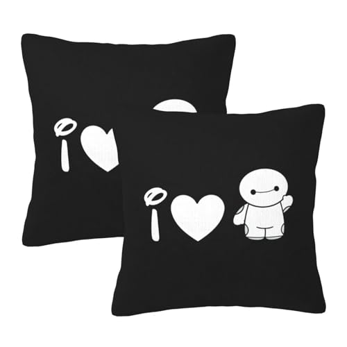 枕カバー ベイマックス クッションカバー 2枚セット 座布団カバー まくらカバー おしゃれ 可愛い ソファ背当て 抱き枕 インテリア飾り オフィス 部屋飾り 四季通用 50X50cm