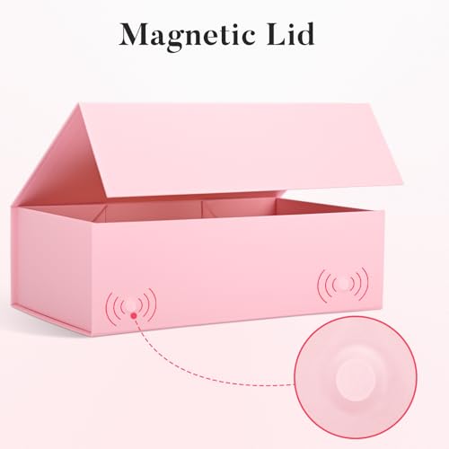 Image of LIFELUM Pink Gift Box with Magnetic Lids for Presents, 14 inchx8.5 inchx4.5 inch | with Ribbon, Greeting Card & Filler for Bridesmaid, Wedding, Graduation & Anniversary, 5 Pack
