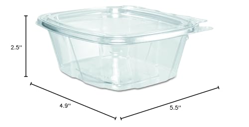 Dart CH16DEF 16 oz Tamper-Resistant Clear Hinged Container with Flat Lid (Case of 200)