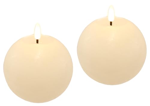 Led Echtwachs Adventskerzen 30 LED Kugelkerzen 2er Set aus Echtwachs batteriebetrieben 11cm...