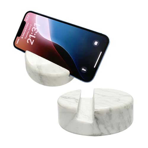 Marble Phone Stand Holder for Desk Portable Marble Cell Phone Holder Mobile Telephone Stand for Office/Kitchen/Travel White