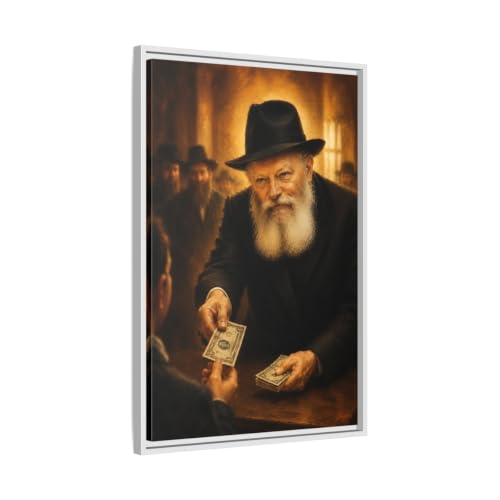 Toile Moment of Blessing with the Rebbe 50x75 cm verticale pour decoration salon juif