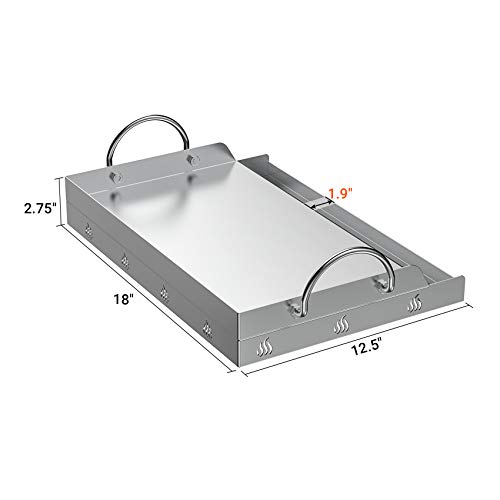 Onlyfire Universal Stainless Steel Griddle for Most BBQ Grills with Removable Handles, 18×12.5