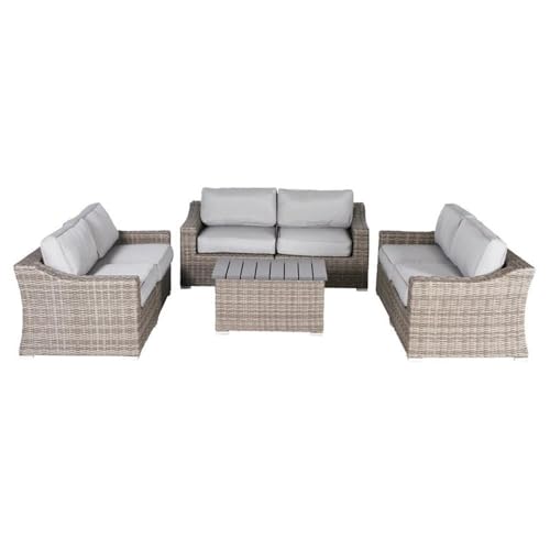 Living Source International 7-Piece Modern Rattan Sofa Set with Cushions in Gray