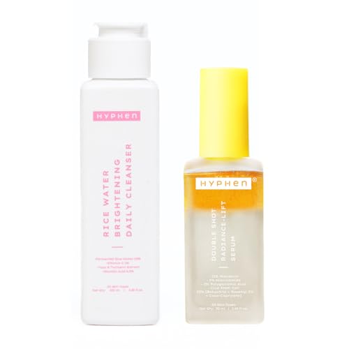 Image of Hyphen Double Brightening Cleanse & Treat Combo |10% Rice Water Face Wash & 18% Brightening & 20% Collagen Boost Face Serum | Brightens & Treats Pigmentation | All Skin Types (Pack of 2)