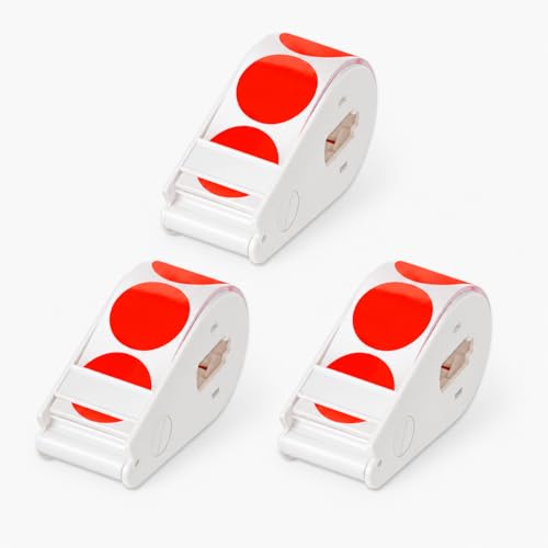 Image of Suitable for Lucky Sticker Transparent dot Sticker Dispenser. Includes 900 Pieces of 1-inch red dot Stickers, Round Color-Coding Labels, Ideal for Offices and classrooms.