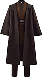 Tunic Costume Knight Hooded Robe Tunic Uniform Outfit Full Set Cloak Suits Halloween Cosplay Costume (Large, Brown Full Set 1)