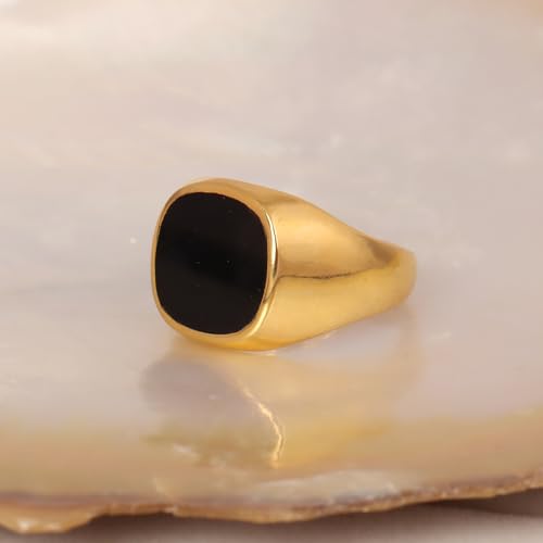 Natural Black Onyx Men's Ring Gold Plated Men's Wedding Anniversary Engagement Ring Gemstone Gold Signet ring Jewelry Gift for Him Sterling Silver Handmade Ring4