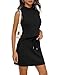 OLCHEE Womens Two Piece Skirt Sets Summer Casual Vacation Outfits Mock Neck Sleeveless Tennis Skorts Matching Lounge Set - Black Medium