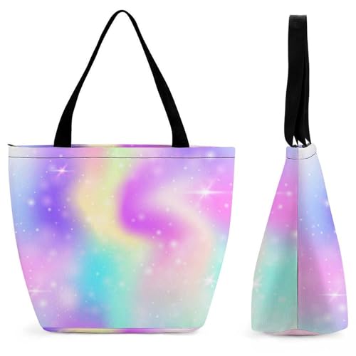 Sac à main arc-en-ciel pour femme grand cabas shopping et voyage 28.5x18x32.5cm