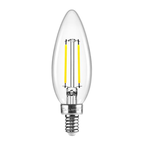 Hizashi Candelabra LED Light Bulbs 40 Watt Equivalent, E12 Base Chandelier Light Bulbs 5000K Daylight White, Dimmable LED Candelabra Bulbs, B10, 90+CR