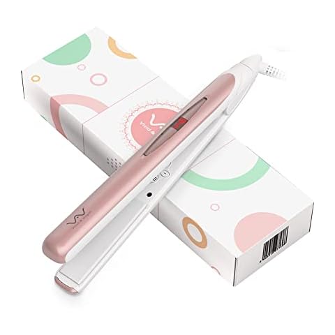 Flat Iron Hair Straightener and Curler 2 in 1 Curling Iron and Straightener Heat Up Fast with LCD Display Professional Ceramic Coating 1 Inch Temperature Adjustment 284-446 °F, Hair Styling Tool Cover