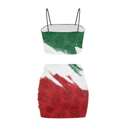 Image of 2025 Sexy Spaghetti Strap Crop Tops and Bodycon Skirt Casual 2 Piece Set S-4XL