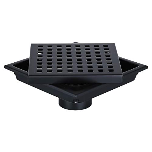 6-inch Shower Drain, Square Floor Drain with Tile Insert Grate Removable, Multipurpose Hair