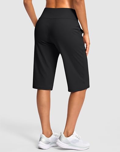 SANTINY 14" Shorts for Women Knee Length with Pockets High Waisted Stretch Long Bermuda Shorts for Summer Dressy Casual3