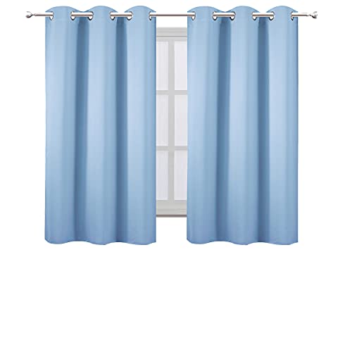 Image of LEMOMO Sky Blue Blackout Curtains /38 x 54 Inch /Set of 2 Panels Thermal Insulated Room Darkening Curtains for Bedroom
