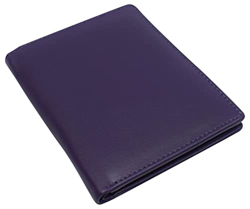 RFID Men's Slim Bifold Hipster Premium Leather Euro Wallet (Purple)3