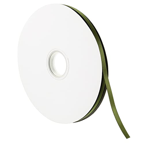 PATIKIL 0.28 Inch Wide 100 Yards Satin Ribbon, Double Face Solid Crafts Roll for Party Home DIY Wrapping Decoration Olive Green