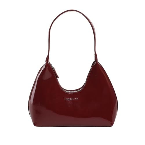 Starnearby Sac à Bandoulière pour Femme en Cuir Verni, Sac à Main élégant, Rétro et Tendance à Fermeture éclair
