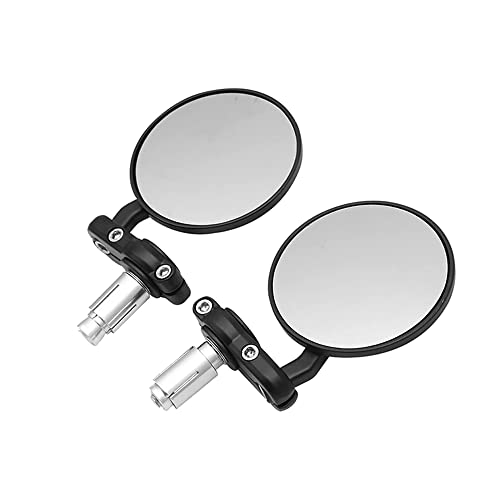 LKV Paire retroviseur moto Universel retroviseur moto embout de guidon 7/8" po 22mm Forme ronde Pliant 360° noir Compatible avec Z1000 Z750 MT03 MT09 FZ6 SV1000 CB1000R Ducati Monster M696 821 Cover