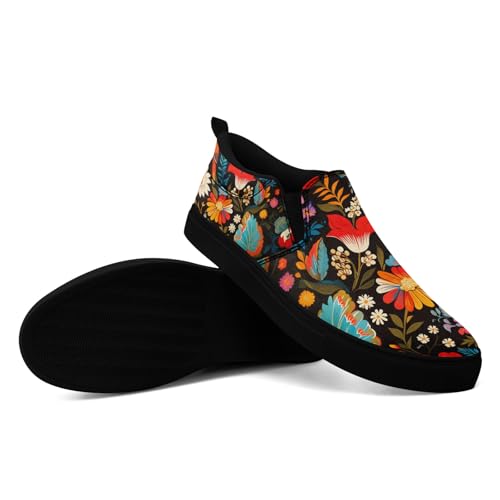 Women's Floral Slip-On Canvas Shoes Fashion Men's Casual Stylish Lightweight Sneakers Gift for Her Breathable Footwear4